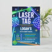 Laser Label verjaardagsuitnodiging Neon Laser Labe Kaart (Staand voorkant)