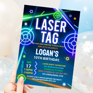 Laser Label verjaardagsuitnodiging Neon Laser Labe Kaart