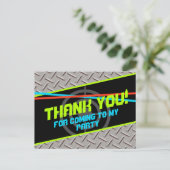 Laser Labels jongens Birthday Party Dank je Kaart (Staand voorkant)