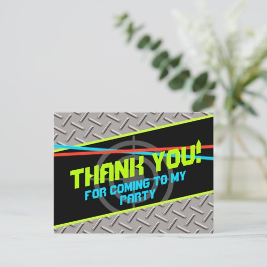 Laser Labels jongens Birthday Party Dank je Kaart (Staand voorkant)