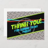 Laser Labels jongens Birthday Party Dank je Kaart (Voorkant / Achterkant)