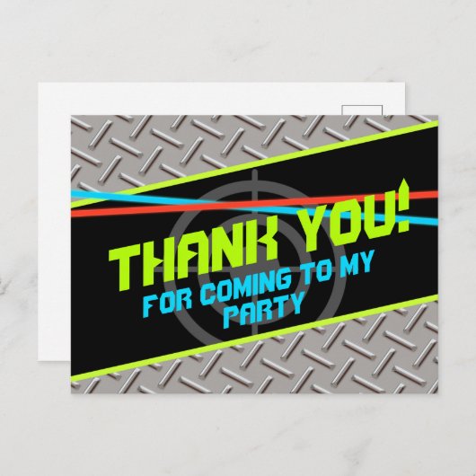 Laser Labels jongens Birthday Party Dank je Kaart (Voorkant / Achterkant)