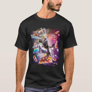 Laser Ogen Ruimte Kat Op Dinosaurus Eenhoorn Regen T-shirt