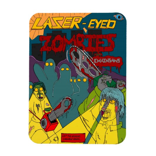 Laser-oyed Zombies met kettingzagen Magnet Magneet (Verticaal)