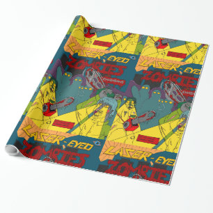 Laser-oyed Zombies met kettingzagen (wrapppapier) Cadeaupapier