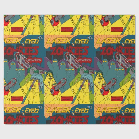 Laser-oyed Zombies met kettingzagen (wrapppapier) Cadeaupapier (Vlak)