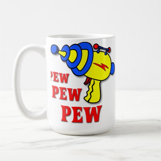Laser Pistool Pew Pew Pew Funny Mug Koffiemok (Links)