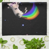 Laser Regenboog Ruimte Kat Theedoek (Gevouwen)