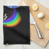 Laser Regenboog Ruimte Kat Theedoek (Quarter Fold)