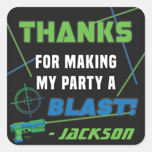 Laser Tag Blauw en Groen Verjaardagsfeestje Vierkante Sticker