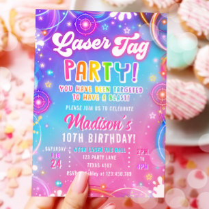 Laser Tag Feest Neon Lasergame Glow Meisje Verjaar Kaart