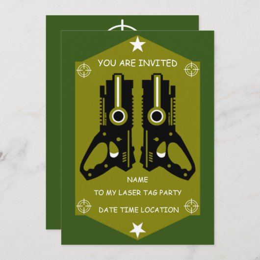Laser Tag Feest Uitnodiging (Voorkant / Achterkant)
