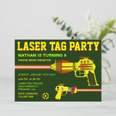 Laser Tag Kids Verjaardagsfeest Uitnodiging (Staand voorkant)