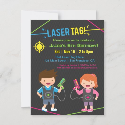 Laser Tag Kinderverjaardagsfeest Uitnodigingen (Voorkant)