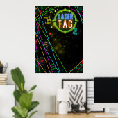 Laser Tag Kleur Lichtstralen Verjaardagsfeestje Bo Poster (Thuiskantoor)