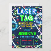 Laser Tag Neon Glow Verjaardagsfeest Uitnodiging (Voorkant)