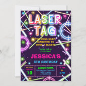 Laser Tag Neon Glow Verjaardagsfeest Uitnodiging (Voorkant)