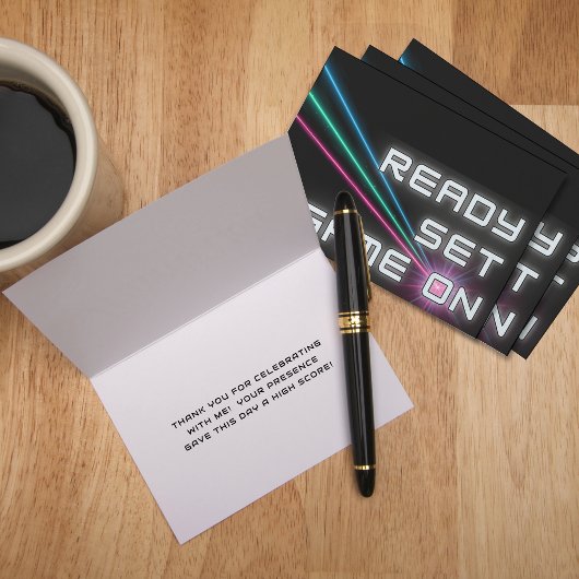 Laser Tag Neon Verjaardagsfeestje Bedankkaart