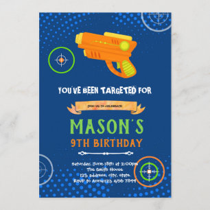 Laser tag pistool verjaardagsuitnodiging kaart
