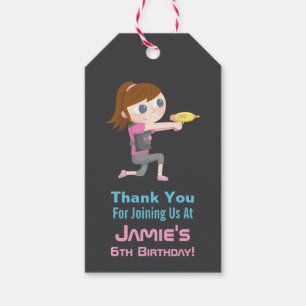 Laser Tag Spel Meisje Bedankt Cadeautags Cadeaulabel