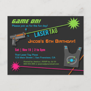 Laser Tag Verjaardagsfeestje Uitnodigingen Game On