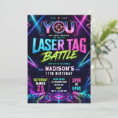 Laser Tag Verjaardagsuitnodiging Kaart (Staand voorkant)