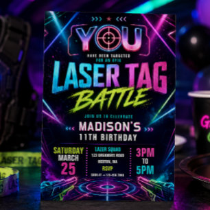 Laser Tag Verjaardagsuitnodiging Kaart
