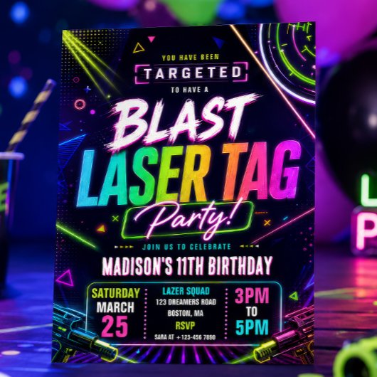 Laser Tag Verjaardagsuitnodiging Kaart
