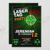 LASER TAG VERJAARDAGSUITNODIGING TEMPLATE KAART (Voorkant / Achterkant)