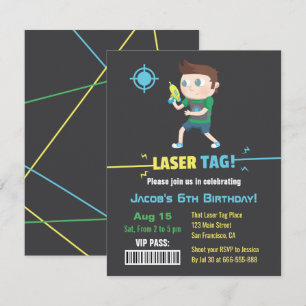 Laser Tag VIP Pas Geboorte Uitnodigingen Jongens