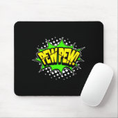 Laserblaster pew-pew! actiewoord stripboek muismat (Met muis)