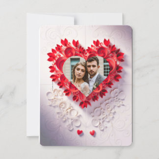 Lasergesneden rode papieren hart save the date uit kaart