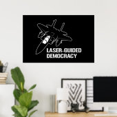 Lasergestuurde democratie / vrede door vuurkracht poster (Thuiskantoor)