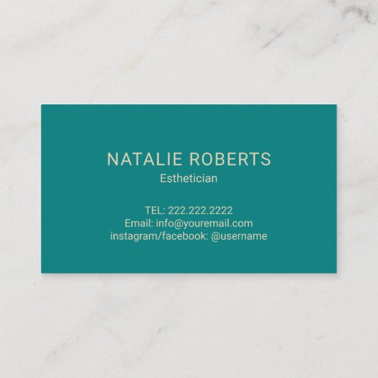 Laserhaarverwijderaar Estheticus Blauwgroen & Gold Visitekaartje (Achterkant)