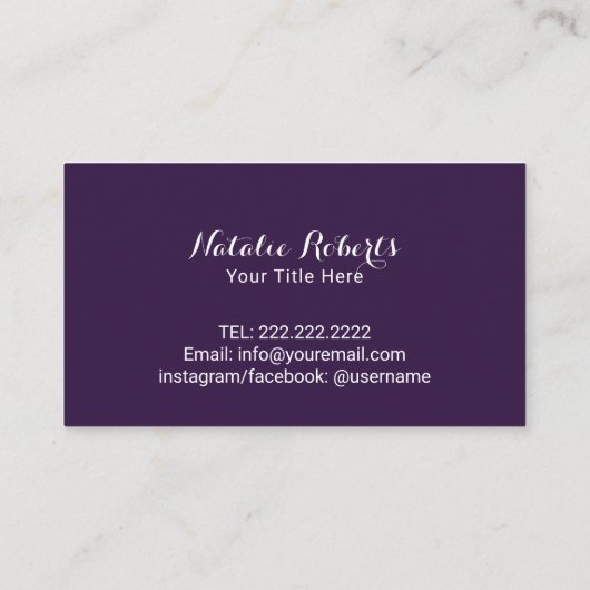 Laserhaarverwijdering Huidverzorger Zout Paars en  Visitekaartje (Achterkant)