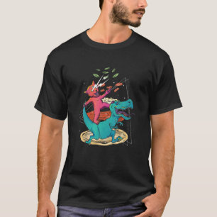 Laserkat Dinosaur Pizza Tacos Rainbow Foodie Feli T-shirt
