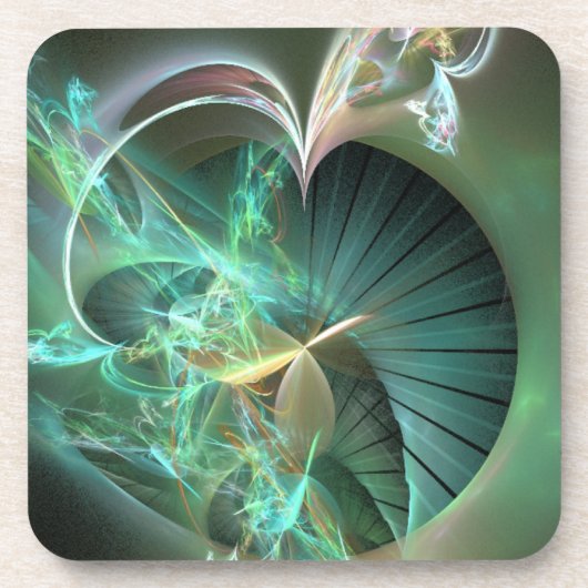 Laserlicht Show over groene schijf Onderzetter (Voorkant)