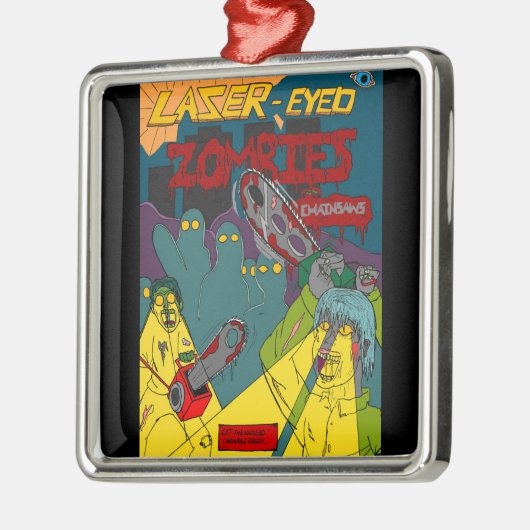 Laseroge Zombies met kettingzagen Ornament (Links)