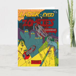 Laseroge Zombies met kettingzagen Wenskaart Kaart