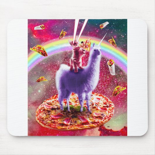 Laserogen buitenste ruimte kat op llama muismat (Voorkant)