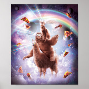 Laserogen ruimte-kattenrolsleuf, llama - Regenboog Poster