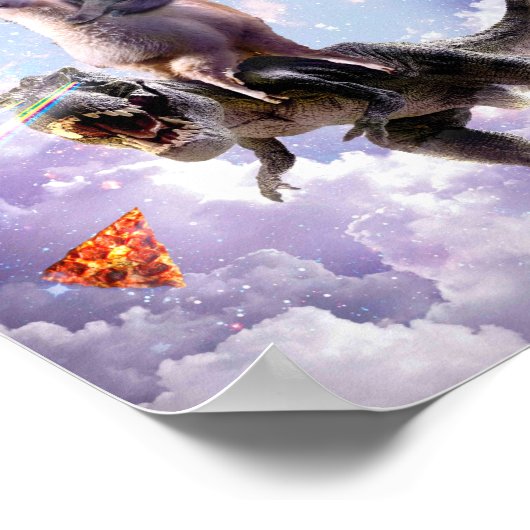 Laserogen Ruimtekaat op llama-dinosaur - regenboog Poster (Hoek)