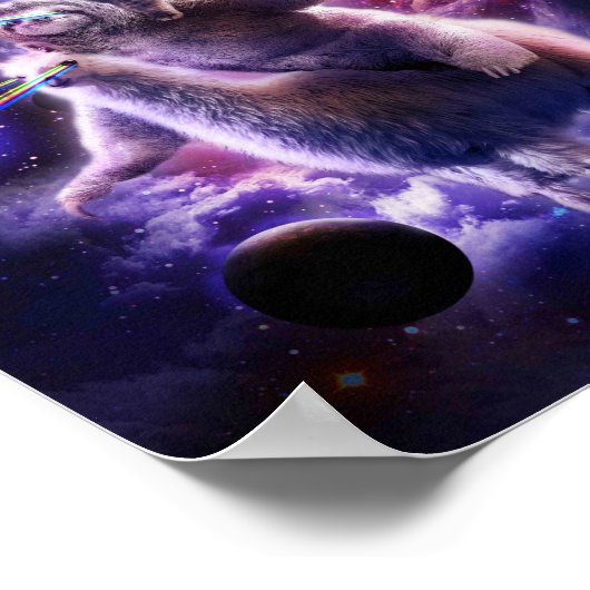 Laserogen ruimtevertakkingslantaarn llama - Regenb Poster (Hoek)