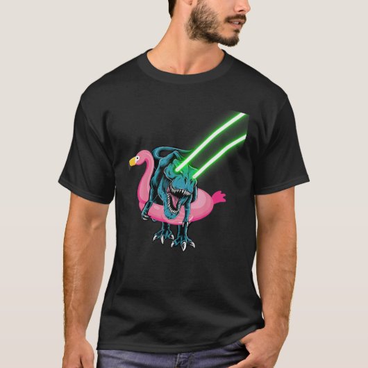 Laseroog Rex in Flamingo Float | Funny Galaxy Rex T-shirt (Voorkant)