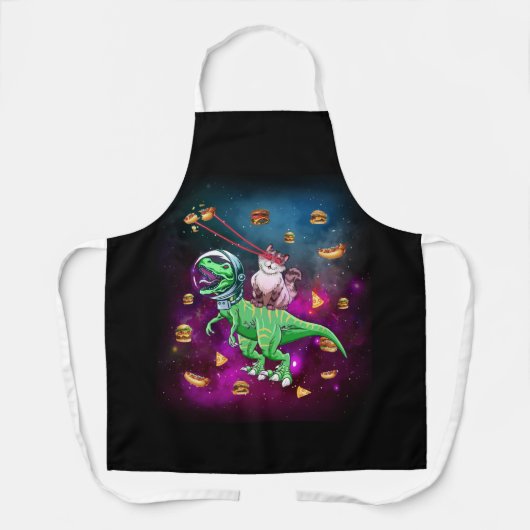 Laseroogkatten in ruimte-T-rex-dinosaurus Schort (Voorkant)