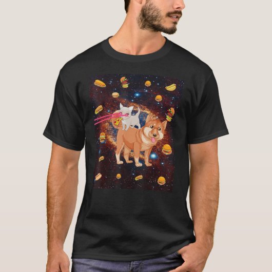 Laseroogkatten in ruimteschuikers, paardenpizza en t-shirt (Voorkant)