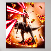 Laseroyes Space Cat Riding Dog en Dinosauer Poster (Voorkant)