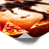 Laseroyes Space Cat Riding Dog en Dinosauer Poster (Hoek)