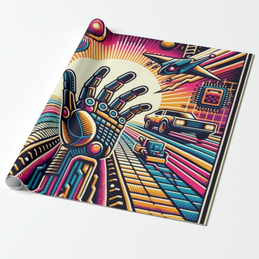 Laserrasters en Sci-Fi-thema's Cadeaupapier (Uitgerold)