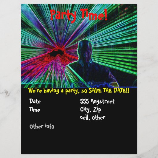 Lasers op DJ party flyer (Voorkant)